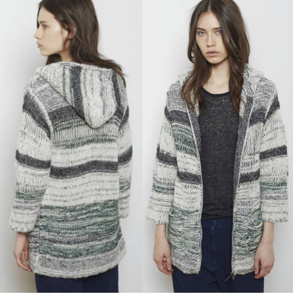 Isabel Marant Étoile Persan Knit‎ Zip Cardigan Sweater Cotton Wool Alpaca $745